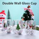 Axyaa Christmas Glass Cup with Christmas Tree Snowman Design