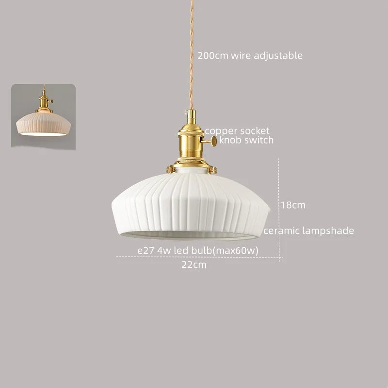 Axyaa White Ceramic LED Pendant Lamp Modern Hanging Light Fixtures