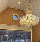 Axyaa Gold Crystal Chandelier for Foyer Lobby Hallway - Staircase Ceiling Light