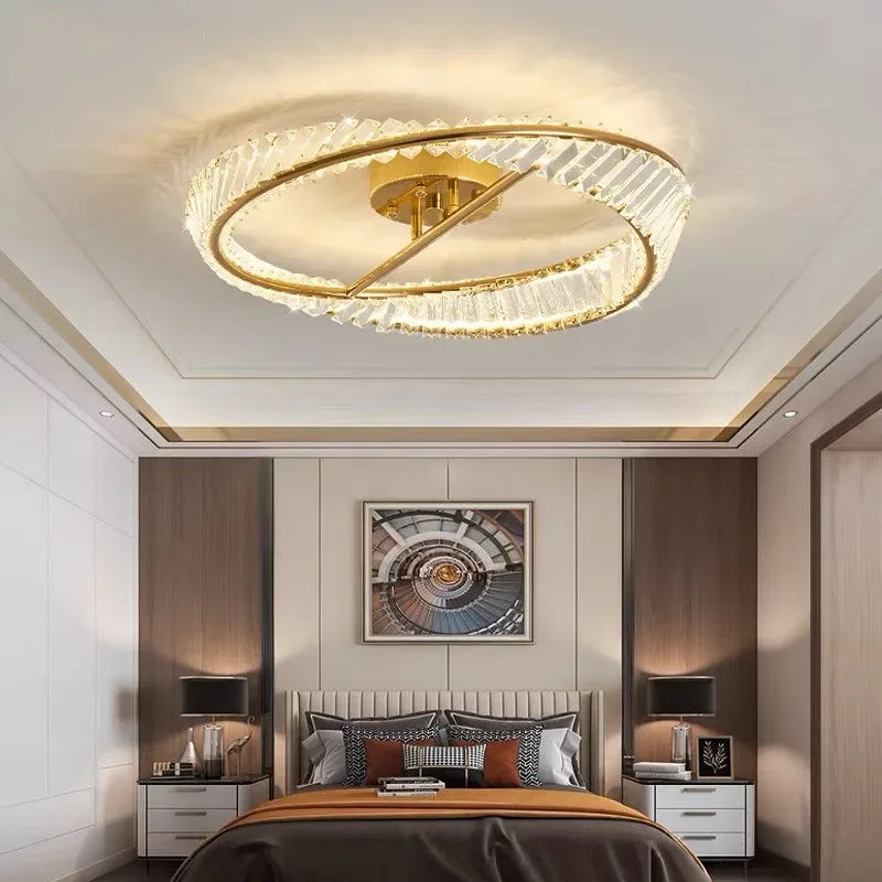 Axyaa Crystal LED Chandelier: Luxury Modern Bedroom Ceiling Lamp