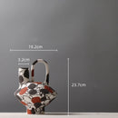 Axyaa Geometric Graffiti Pattern Ceramic Vase with Handle for Home Decor