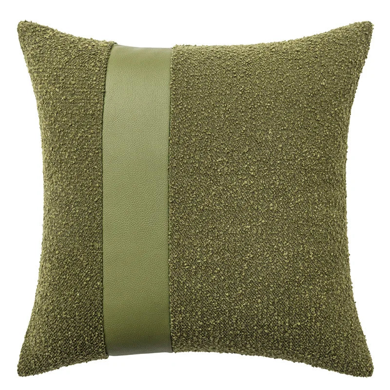Faux Leather Textured Accent Pillow Cover in 9 Colors by Axyaa