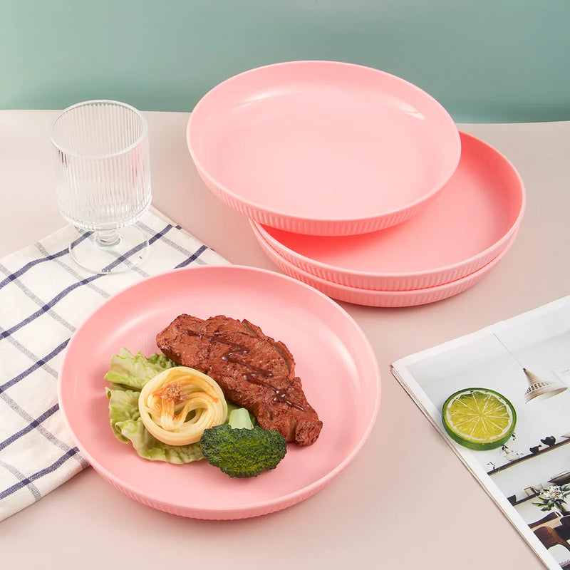 Axyaa 4pcs Reusable Plate Set for Travel, School, Picnic, Camping, Party