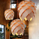 Axyaa Pinecone Pendant Light: Nordic Wood Lamp for Dining Room & Bar Decor