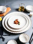 Axyaa Nordic White Ceramic Tableware Set - Dinner Plates, Bowls, Steak Dish, Salad Bowl