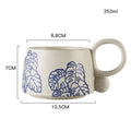 Axyaa 12oz Blue and White Ceramic Coffee Mug - Handmade Stoneware Cup