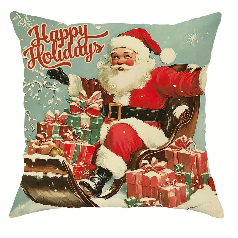 Axyaa Christmas Pillowcase: Santa Claus Fawn Pattern, Home Room Sofa Cushion Cover