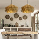 Axyaa Rattan Hanging Lamp Ceiling Chandelier Loft Decor LED Grass Pendant Lights