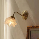 Axyaa Copper Flower Glass Wall Lamp: Vintage Chic Bedroom Lighting for American Living Spaces