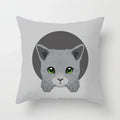 Axyaa Cute Cat Round Head Cushion Cover 45x45cm Polyester Pillowcase Square