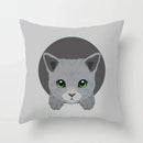 Axyaa Cute Cat Round Head Cushion Cover 45x45cm Polyester Pillowcase Square