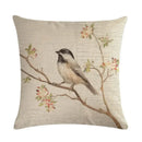 Axyaa Vintage Bird Pattern Cotton Linen Throw Pillow Cover for Sofa