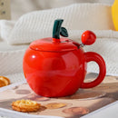 Axyaa Apple Ceramic Coffee Cup Set for Couples - Creative Christmas Gift