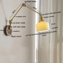 Axyaa LED Wall Light Fixture Modern Style Walnut Copper Bedroom Living Room Bedside Lamp