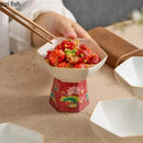 Axyaa Ceramic Hexagonal High Footed Bowl - Elegant Dessert & Snack Bowl