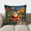 Santa Winter Scene Pillow Cover for Sofa, Bedroom or Car by Axyaa