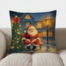 Santa Winter Scene Pillow Cover for Sofa, Bedroom or Car by Axyaa