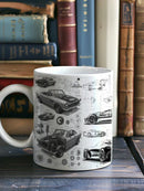Axyaa Retro 1960s Style Car Art Mug - Microwave Safe, Ideal for Coffee Enthusiasts