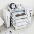 4-Tier Paper Tray Storage Box with File Holder for Desk Organization by Axyaa