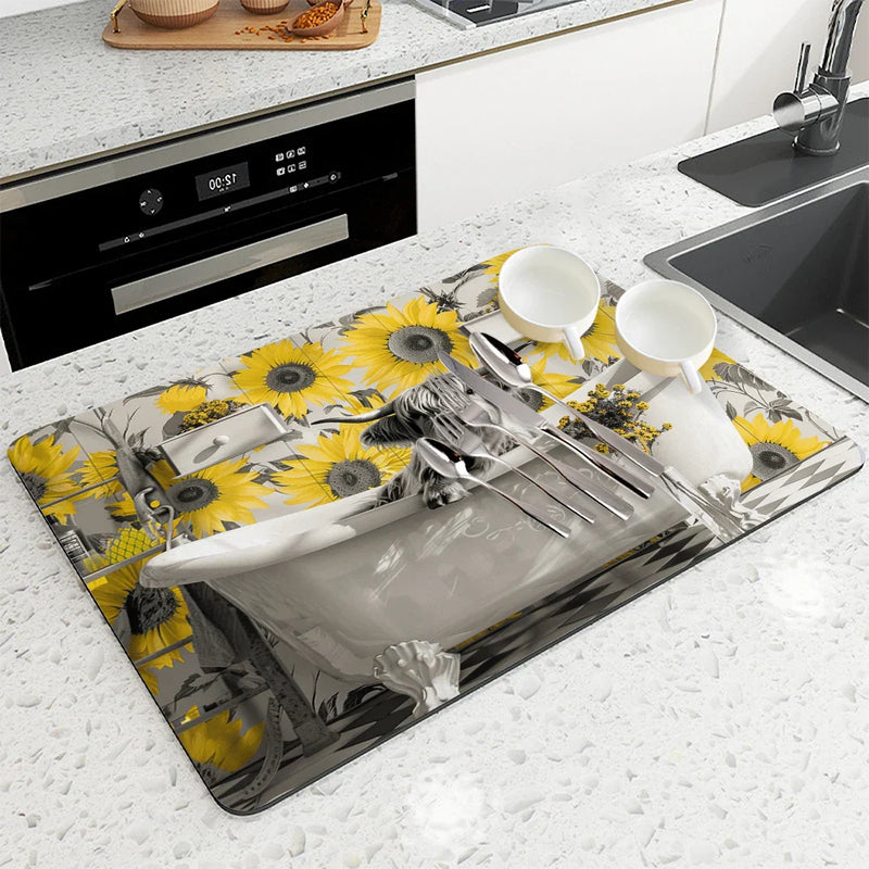 Axyaa Highland Kitchen Draining Mat, Quick Dry Bathroom Pad
