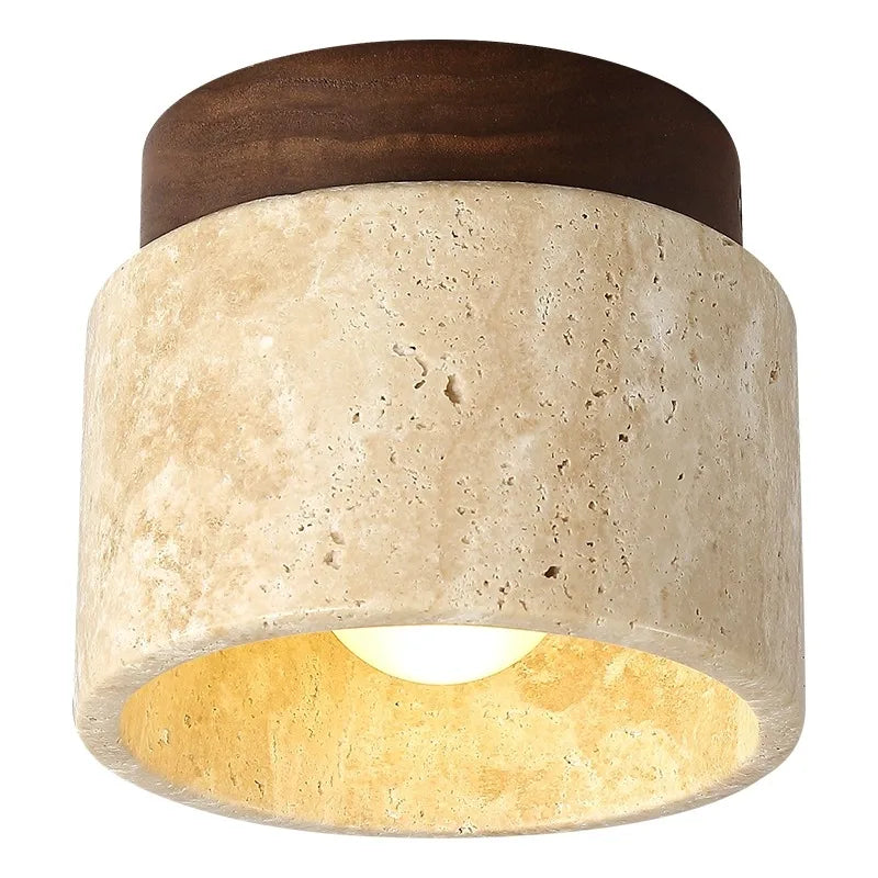 Axya Retro Japanese Ceiling Lamp Stone Wood Wall Light