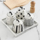 Axya Hand-Drawn Ceramic Seasoning Jar Set