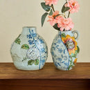 Axyaa Blue & White Underglaze Hand-Painted Rough Pottery Vintage Vase