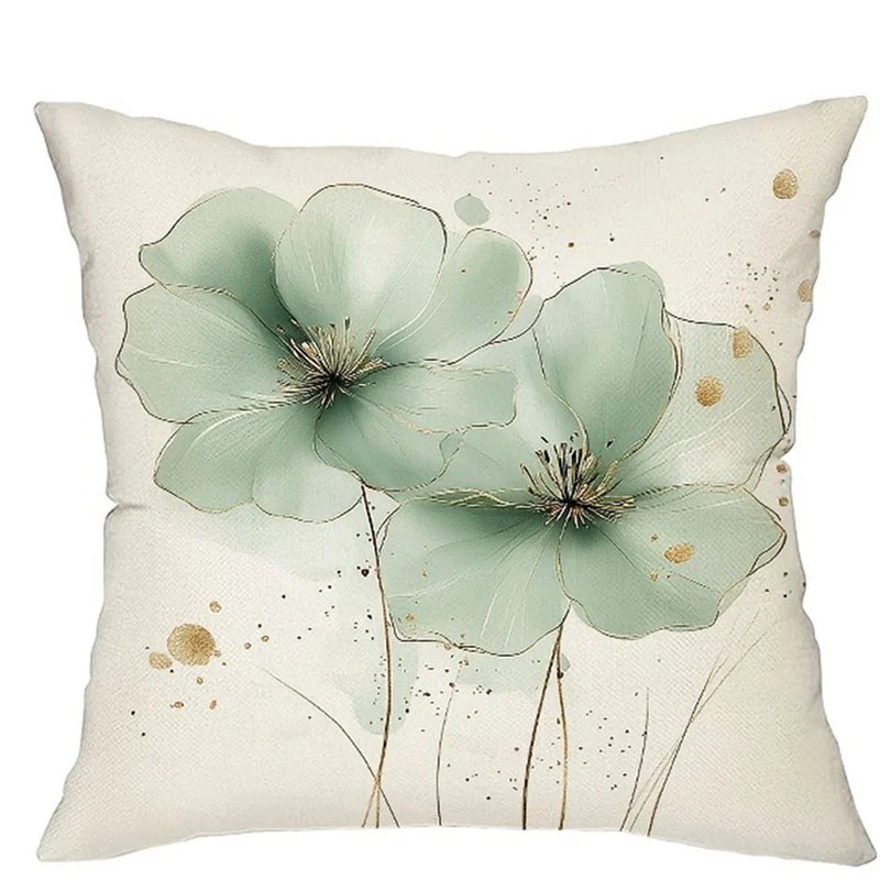 Axyaa Green Floral Print Pillowcase for Home Decor