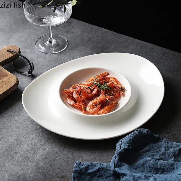 Axya Irregular Solid Color Ceramic Plate Set for Tableware and Snacks