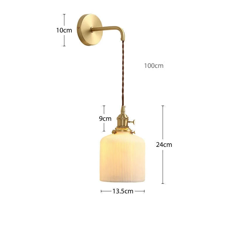 Axyaa Nordic LED Wall Light - Adjustable Copper Ceramic Fixture for Bedroom Living Room