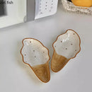 Axyaa Ceramic Ice Cream Plate Dessert Snack Serving Dish Fruit Salad Plates