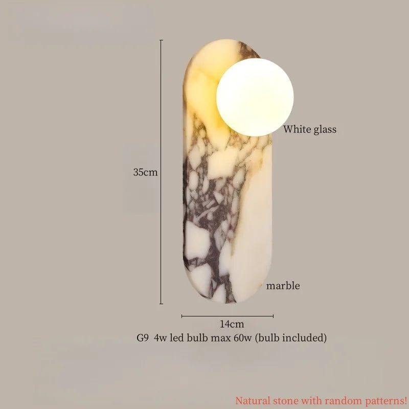 Axyaa Marble Glass LED Wall Light for Home Decor