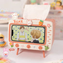 Axyaa Square Tissue Box & Phone Holder – Pink Desktop Decor Organizer