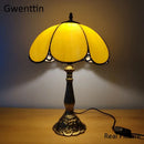 Axyaa Stained Glass LED Table Lamp - Mediterranean Baroque Style Bedroom Light