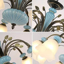 Rustic Ceramic Chandelier with Glass Shade by Axyaa - Kitchen Living Room Lighting