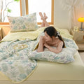 Axyaa Floral Print Quilted Comforter: Soft Single Double Blanket for Bed