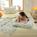 Axyaa Floral Print Quilted Comforter: Soft Single Double Blanket for Bed