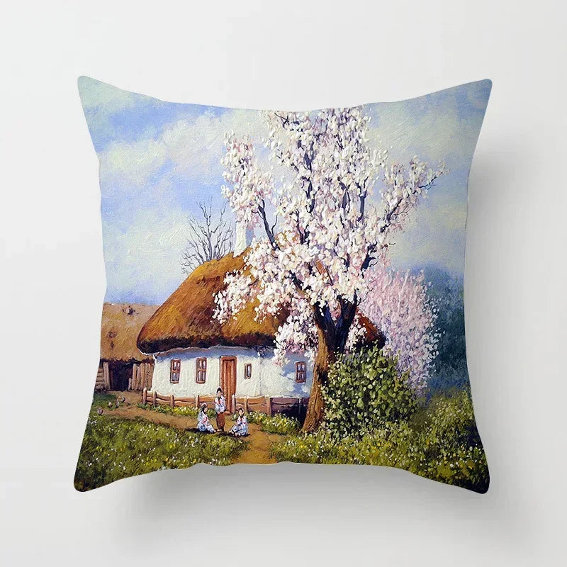 American Country Oil Painting Landscape Pillowcase by Axyaa for Home & Office Decor