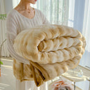 Axyaa Luxe Double Layer Rabbit Fur Blanket: Soft & Warm Sofa Throw Blanket