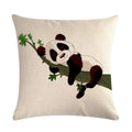 Axyaa Cartoon Panda Print Linen Pillowcase 45x45cm Square Home Sofa Decoration Cover