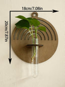 Axyaa Wood Wall Vase Green Plant Holder Home Decor Bouquet Tube Orb Decor
