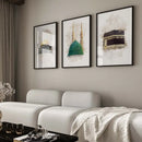 Axyaa Watercolor Islamic Architecture Canvas Prints - Set of 3 Art Posters