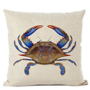 Axyaa Crab Print Cushion Cover 45x45cm Square Home Decor Pillowcase