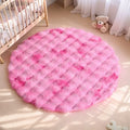 Axyaa Round Rabbit Fur Carpet: Soft Fluffy Rug for Home Decor & Kids Room