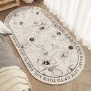 Axyaa French Flower Creamy Oval Bedside Carpet Medieval Style Retro Soft Rug