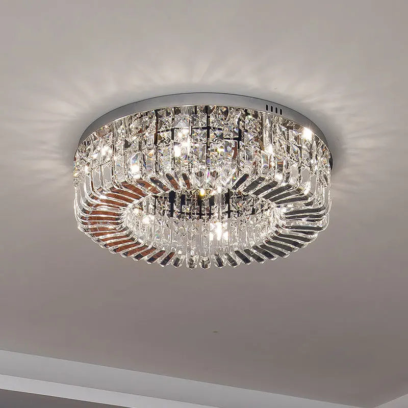 Nordic Gold Chrome Crystal Chandelier for Living Room, Axyaa LED Ceiling Light