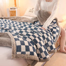 Axyaa Bear Printed Coral Fleece Winter Blanket - Double-layer Milk Velvet