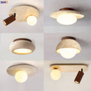 Axyaa Yellow Travertine LED Ceiling Light: Wabi Sabi Home Decor Fixture