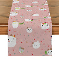 Axyaa Polka Dot Cat Abstract Table Runner for Kitchen Dining Party Decor