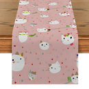 Axyaa Polka Dot Cat Abstract Table Runner for Kitchen Dining Party Decor